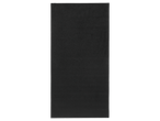 A rectangular piece of black felt on a black background.