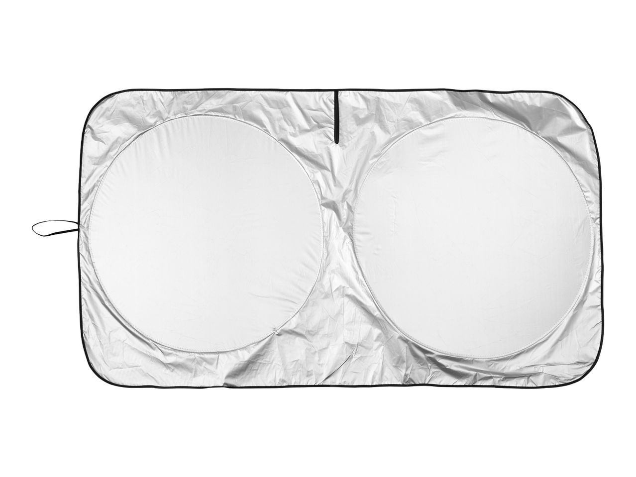 Silver car sun shade with two circular panels
