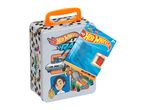 Hot Wheels collecting case with an orange handle and character illustrations.