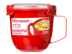 Red Sistema Microwave soup mug, 19.1 oz/565ml, made in New Zealand, phthalate & BPA free.