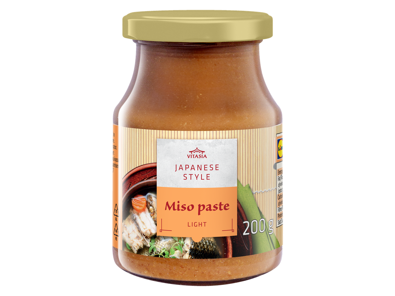 Japanese style light miso paste in a jar, 200g.