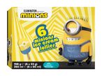 Box of 6 Minions ice cream lollies, raspberry & vanilla flavour, with a Minion character.