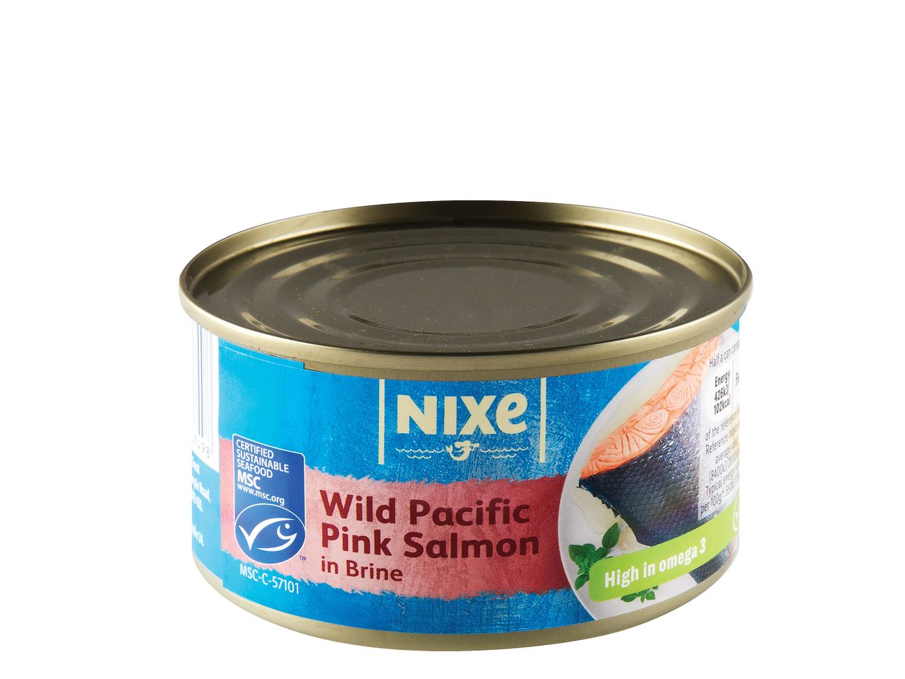 Nixie Wild Pacific Pink Salmon in brine, high in omega 3.