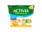 Danone Activia Saúde Digestiva iogurte de pêssego, pack de 4, com 0% açúcares adicionados, gordura e lactose.