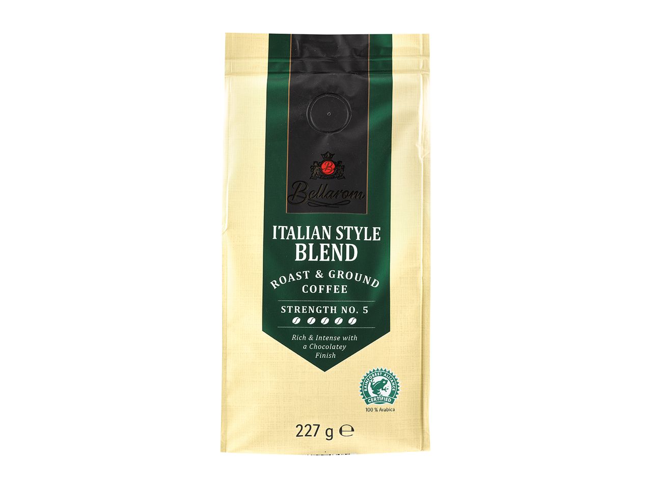 Bellarom Italian Style Blend ground coffee, strength 5.