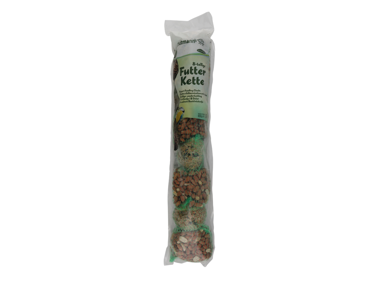 Erdmann's bird feeding chain with peanuts.