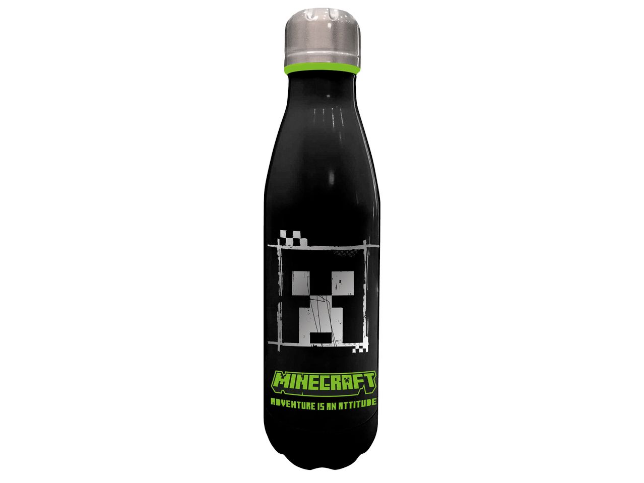 Черна бутилка за вода Minecraft с дизайн на Creeper.