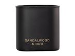 Sandalwood & Oud scented candle in a matte black ceramic holder