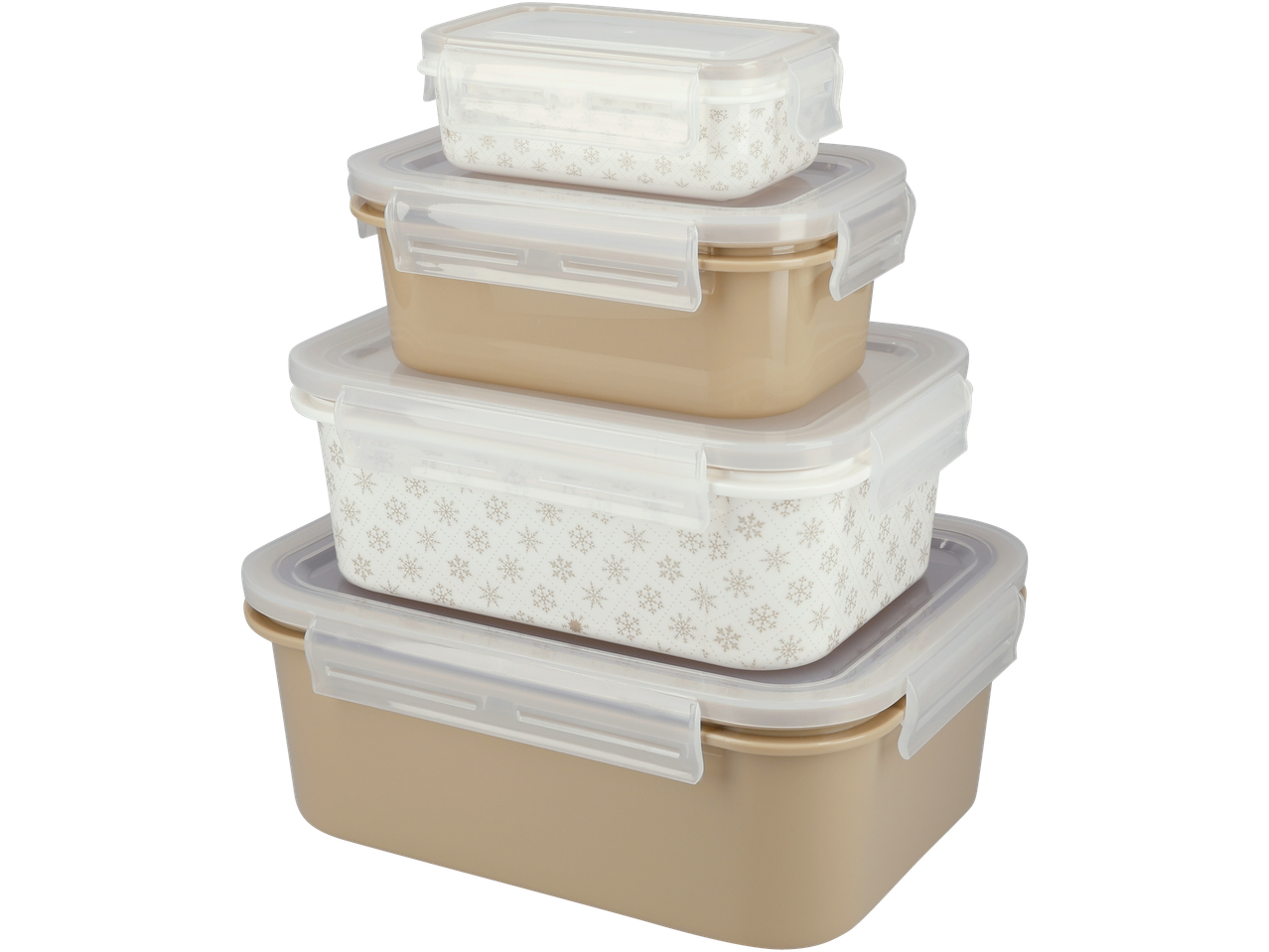 Silvercrest® hoiuanumate komplekt läbipaistvate kaantega, mõned lumehelbe mustriga.