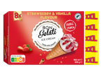 Gelado Bon Gelati XXL: sabor morango e baunilha, duplo crocante.