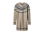 Beige knitted sweater dress with a fair isle pattern