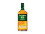 En flaske irsk whiskey med en grøn etiket, der angiver, at den er tredobbelt destilleret.