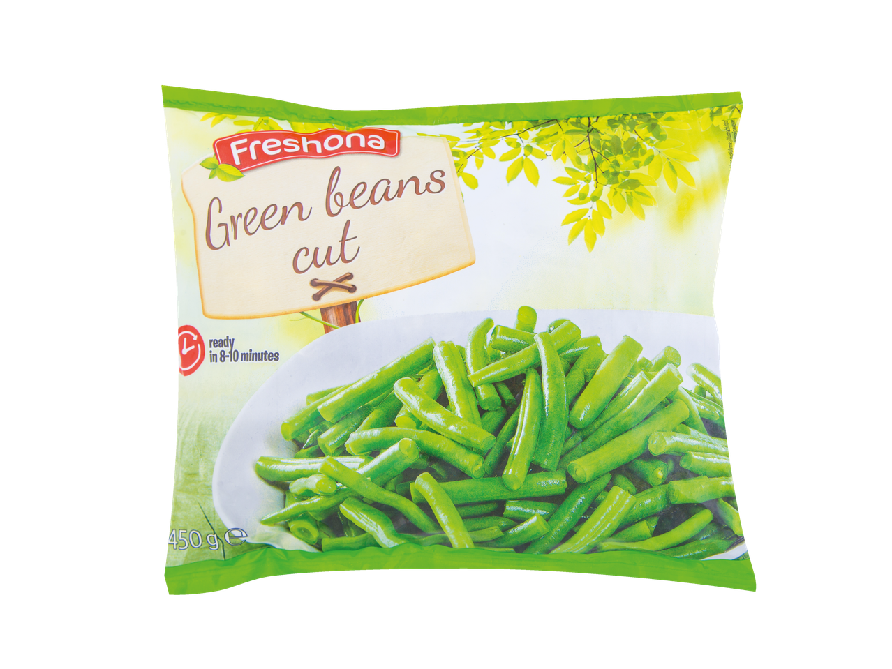 Freshona lõigatud rohelised oad, 450g pakend, valmis 8-10 minutiga
