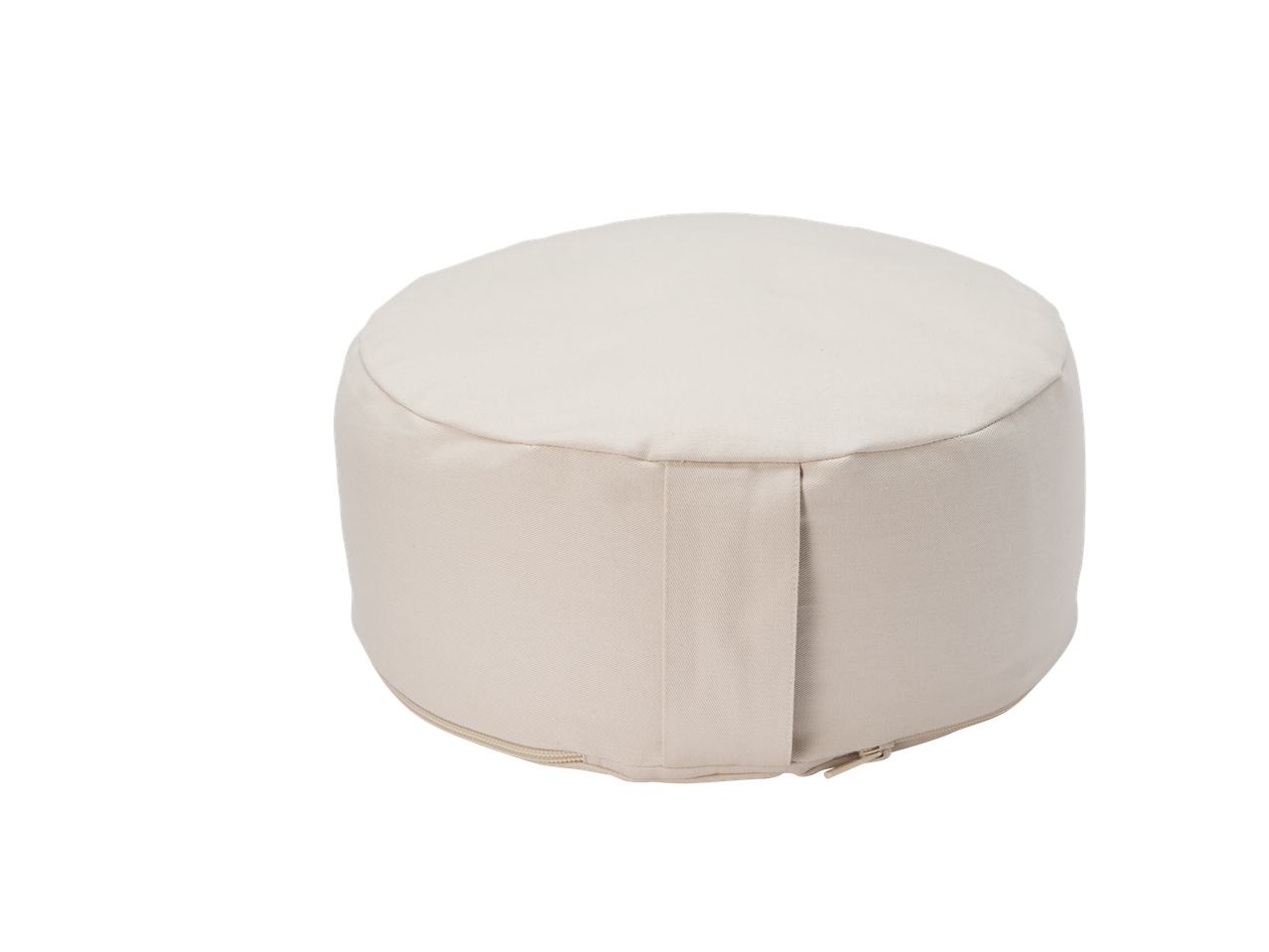 CRIVIT gaiši bēšs jogas spilvens, cilindriska forma ar rāvējslēdzēju.