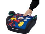 Bebeconfort Booster Seat with Mickey Mouse design, a hand pressing on the seat.