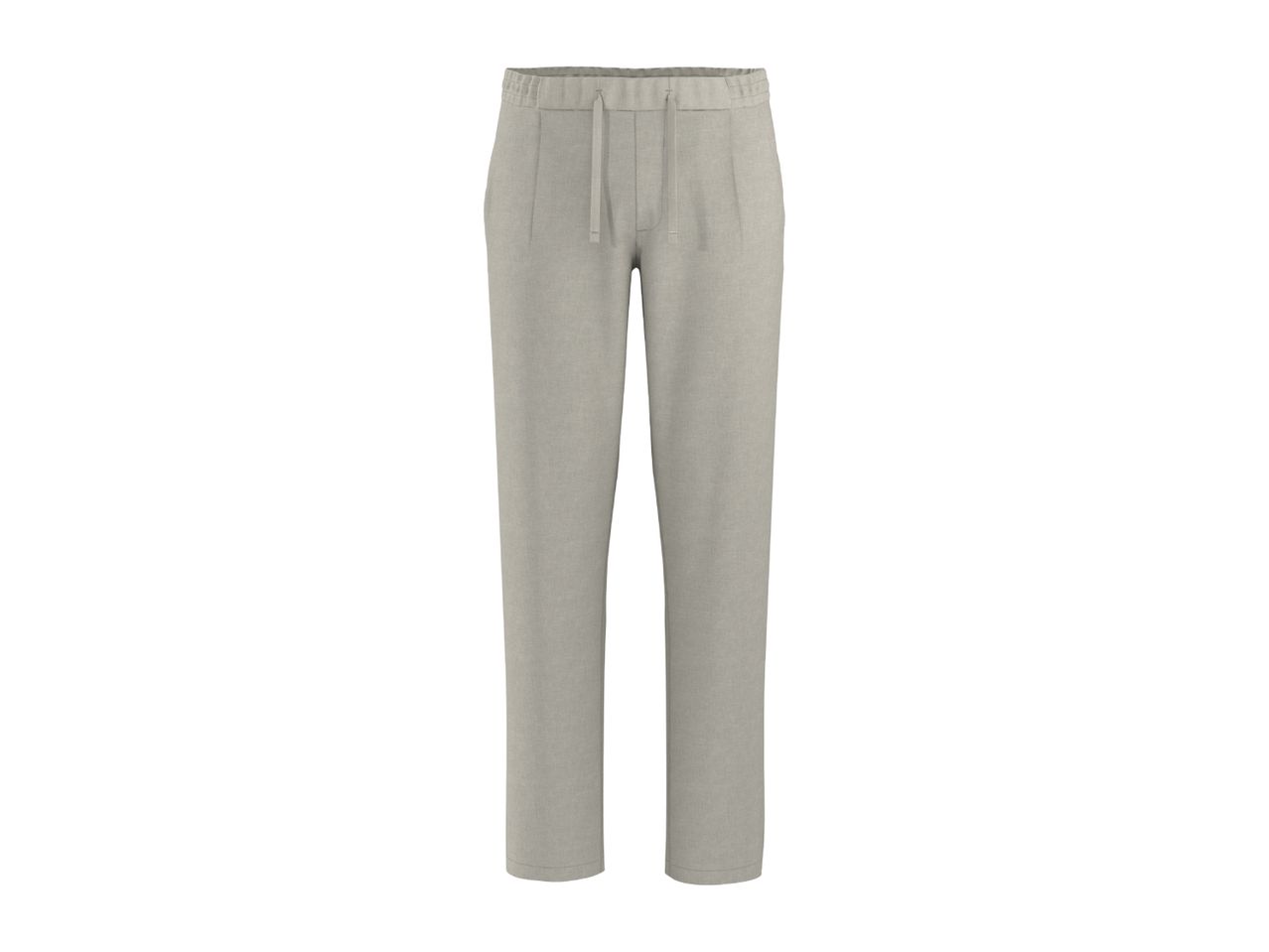 Light grey men's casual trousers with an elasticated drawstring waist.
