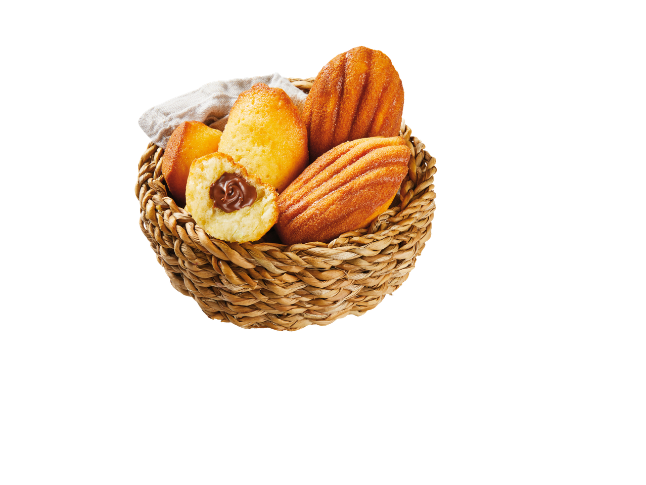 Šokolaadiga madeleiinid vitskorvis.
