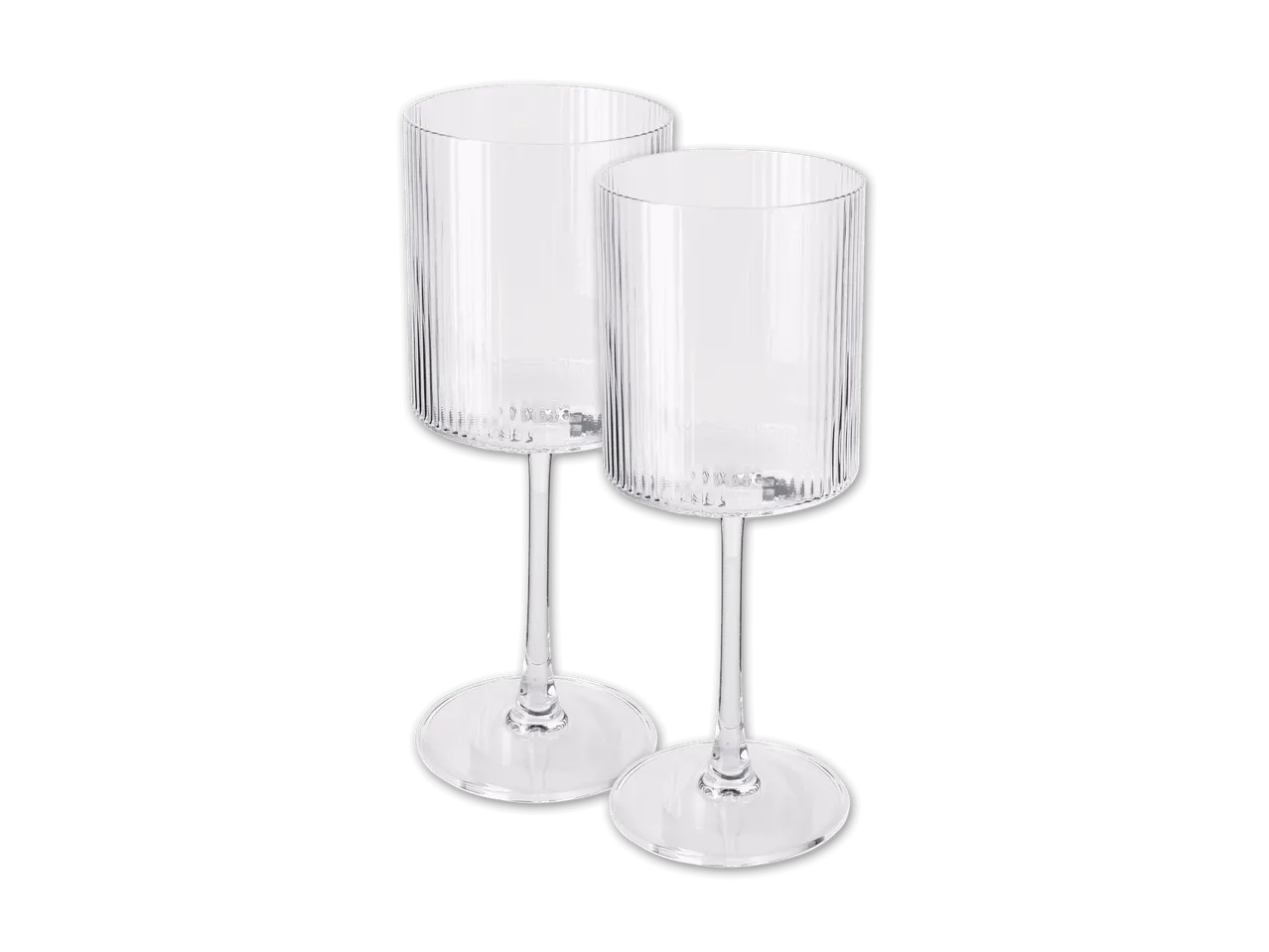 Zwei geriffelte Sektgläser mit Stiel