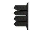 Black storage bins with green accents, stacked vertically on a white background.