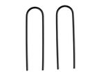 Two black U-shaped metal rods on a white background.