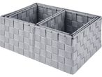 Set of four gray fabric storage bins with a woven pattern.