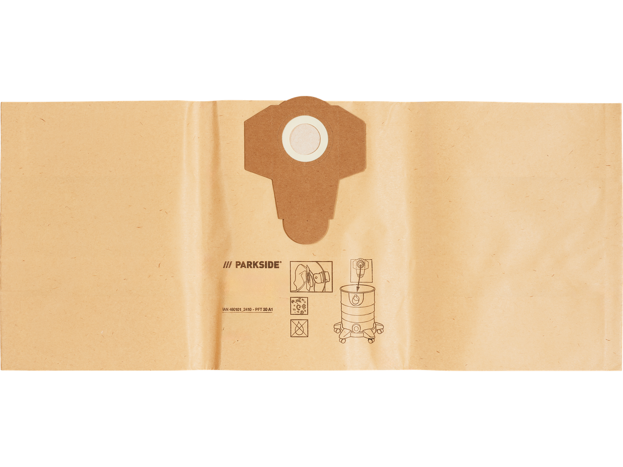 Un sac de aspirator Parkside din hârtie maro.