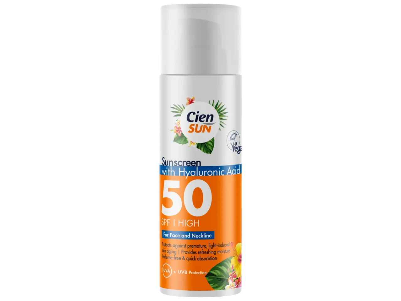 Cien SUN loțiune facială cu protecție solară cu acid hialuronic, SPF 50