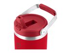 Red insulated water jug with a flip-top lid and a silver handle with a red grip.