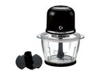 Electric food chopper with glass bowl and whipping attachment