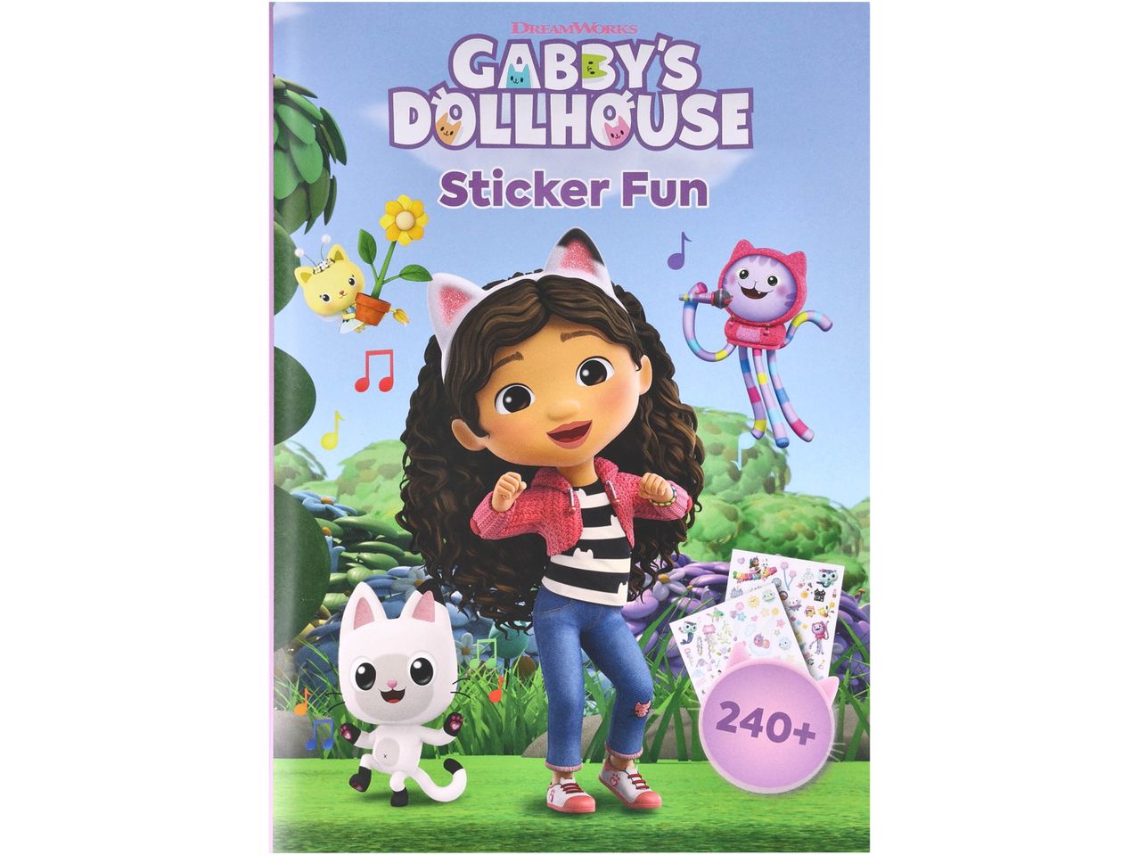 Libro di adesivi Gabby's Dollhouse con Gabby e personaggi gatto, 240+ adesivi.