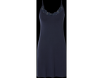 Rochie bleumarin cu dantelă.