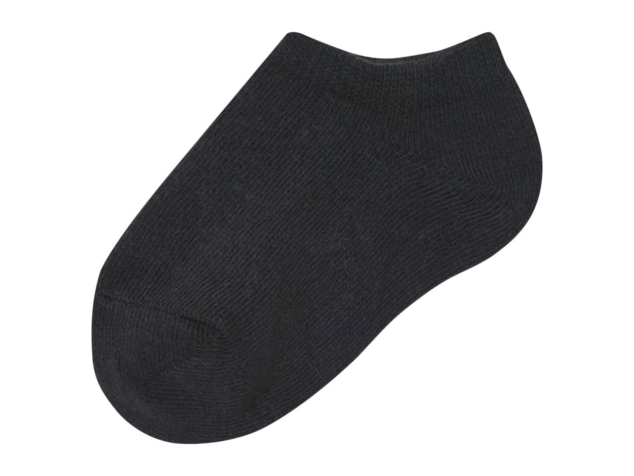 A single black ankle sock, made of ribbed knit fabric, shown on a white background.
