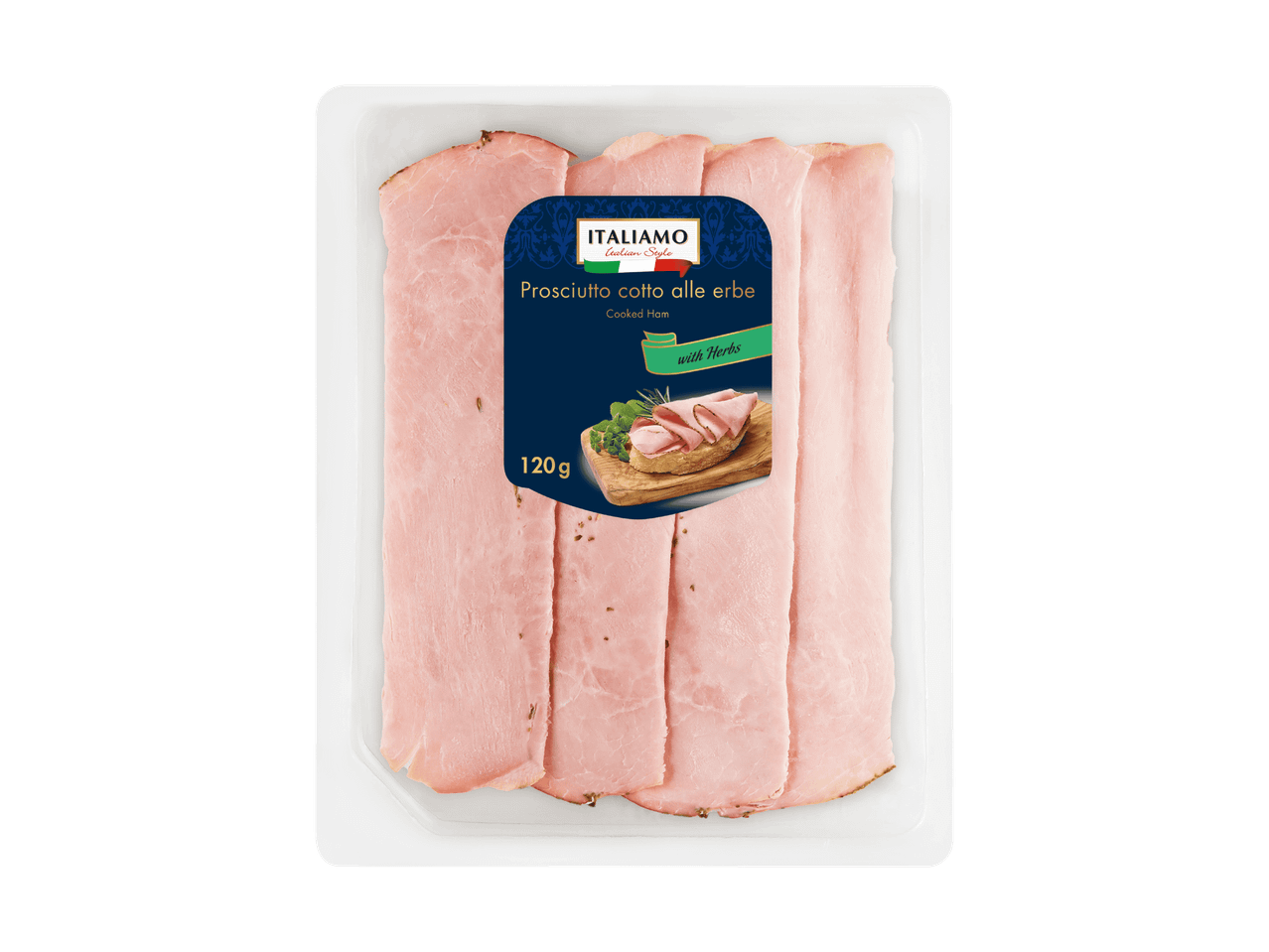 Jambon cuit aux herbes en emballage, 120g.
