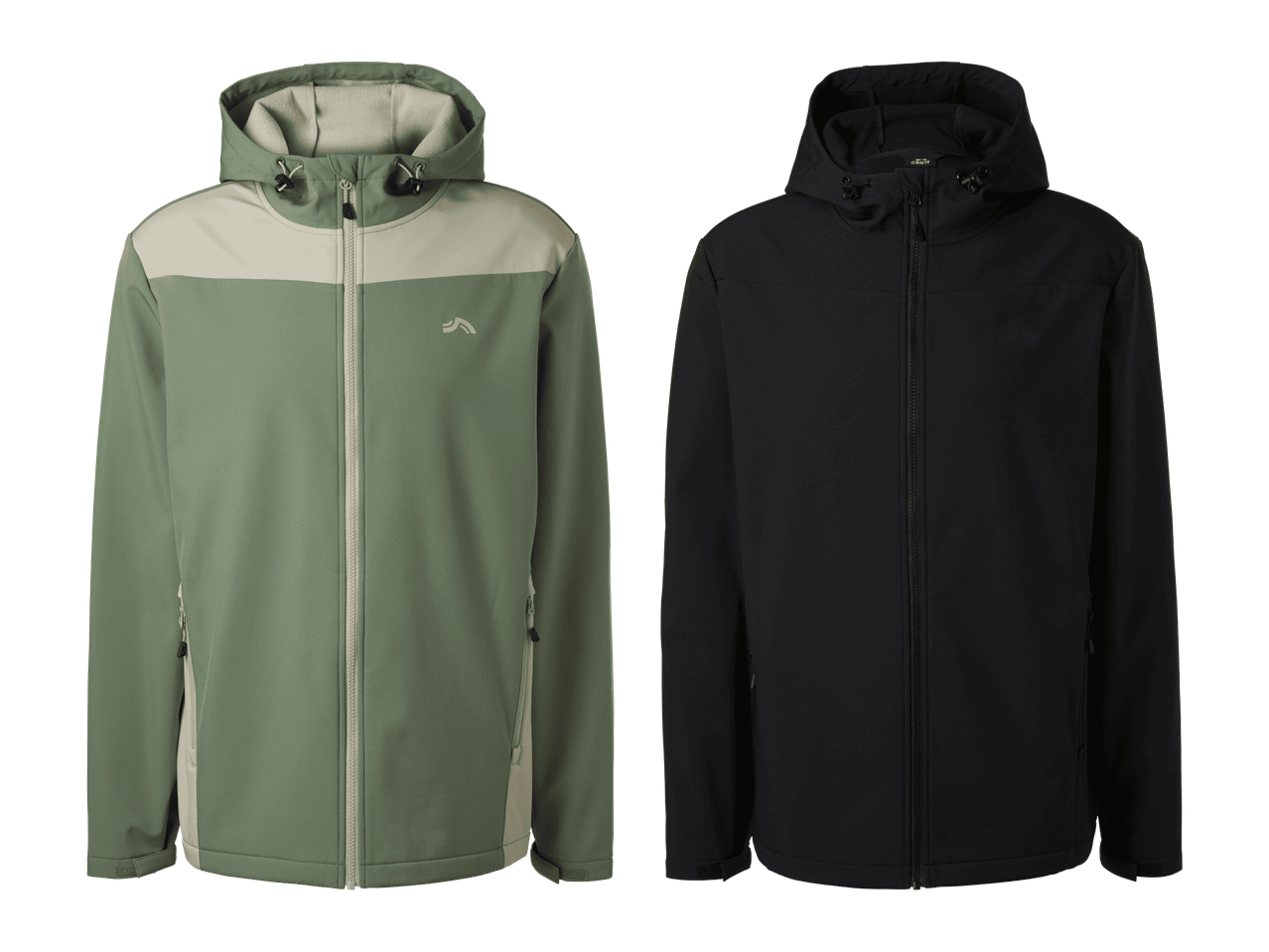 Miesten softshell-takki vihreänä ja mustana värivaihtoehtona.