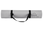 A rolled-up CRIVIT exercise mat with a black carrying strap.