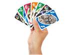 Hand holding fanned out UNO Star Wars cards with characters and symbols.