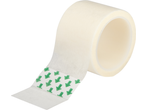 Sensiplast medical tape with green arrows on the adhesive side, unrolled from a roll.