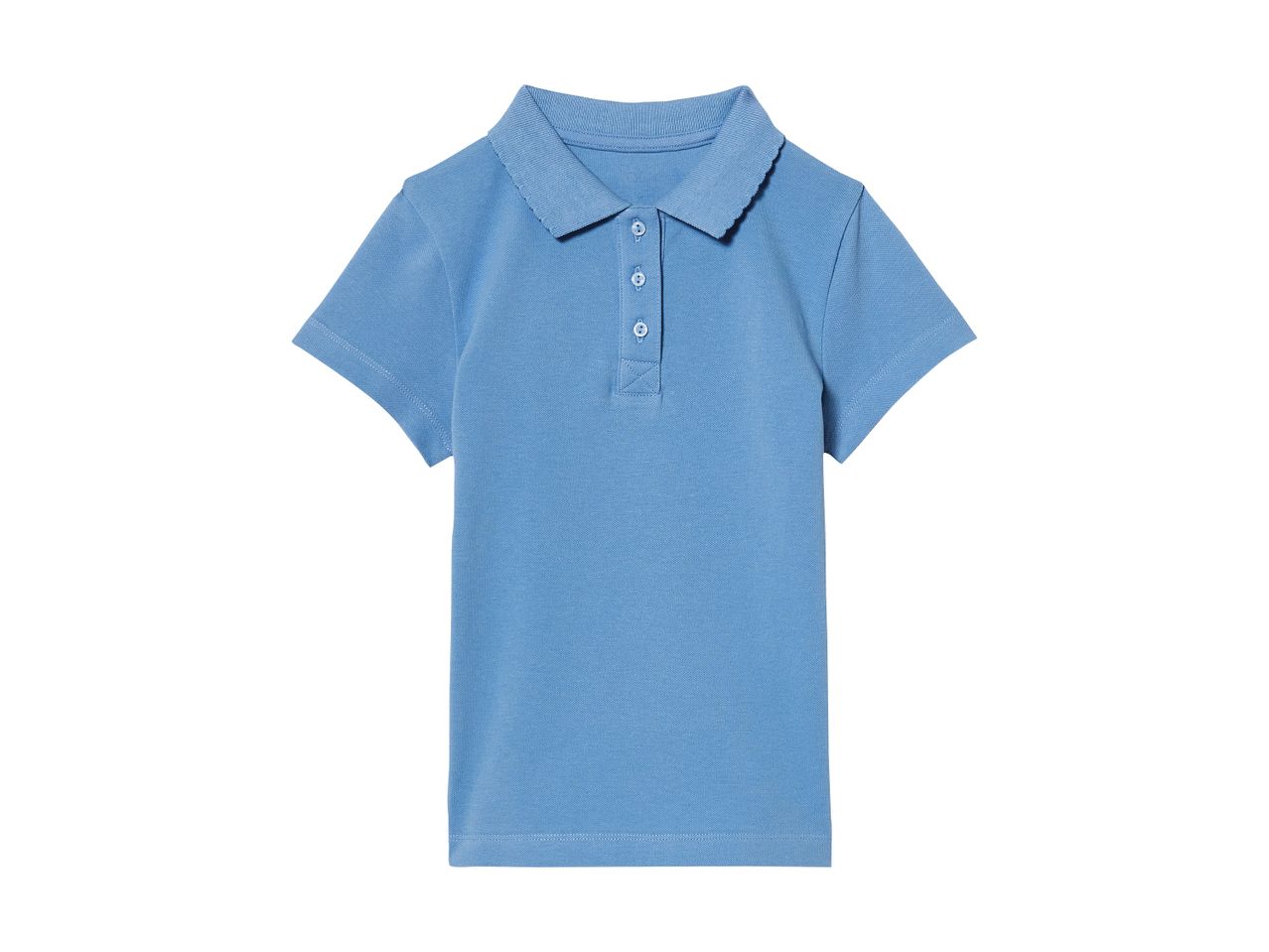 A light blue girls' short-sleeved polo shirt.