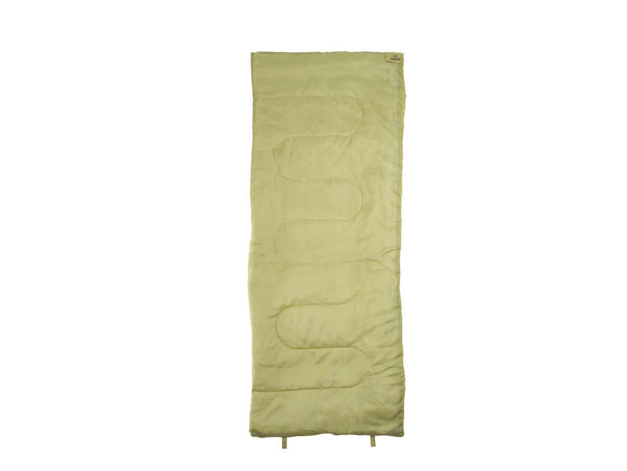 A light green sleeping pad for camping or backpacking.