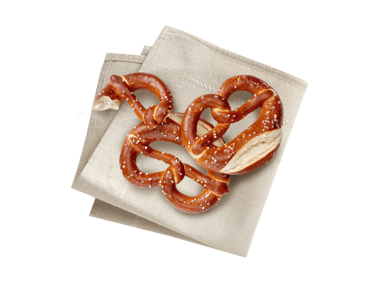 Zwei Brezeln auf einem Leinentuch