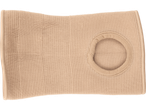 Beige knitted knee support.