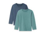 Zwei langärmelige T-Shirts in Blau und Türkis.