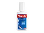 White correction fluid bottle with a blue label, featuring a brush applicator and text 'Rapid Extra coverage'.