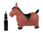 Inflatable bouncy horse toy with hand pump.