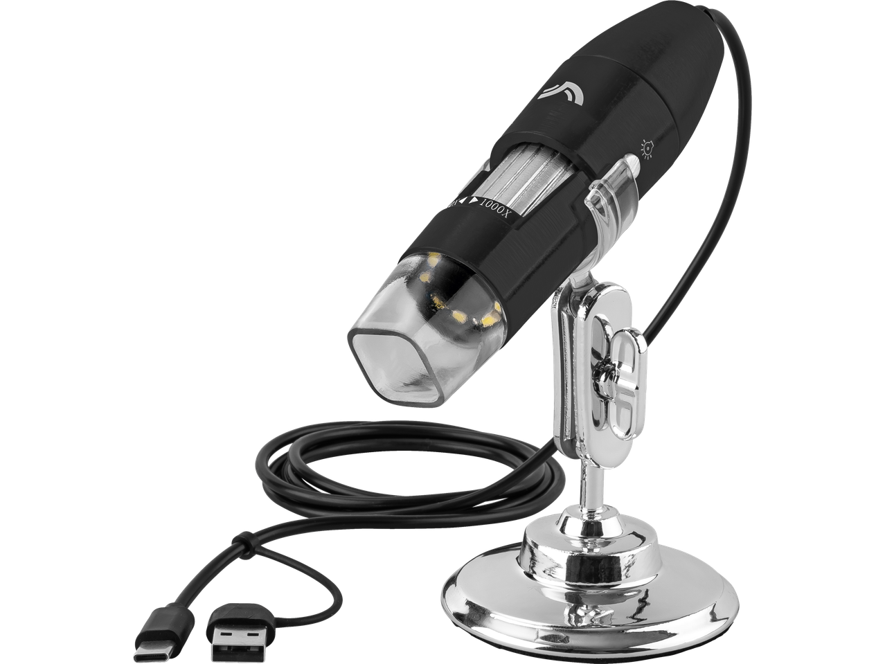 CRIVIT USB skaitmeninis mikroskopas su stovu ir įkrovimo laidu