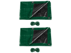 Two green PARKSIDE® tarpaulins with ropes.