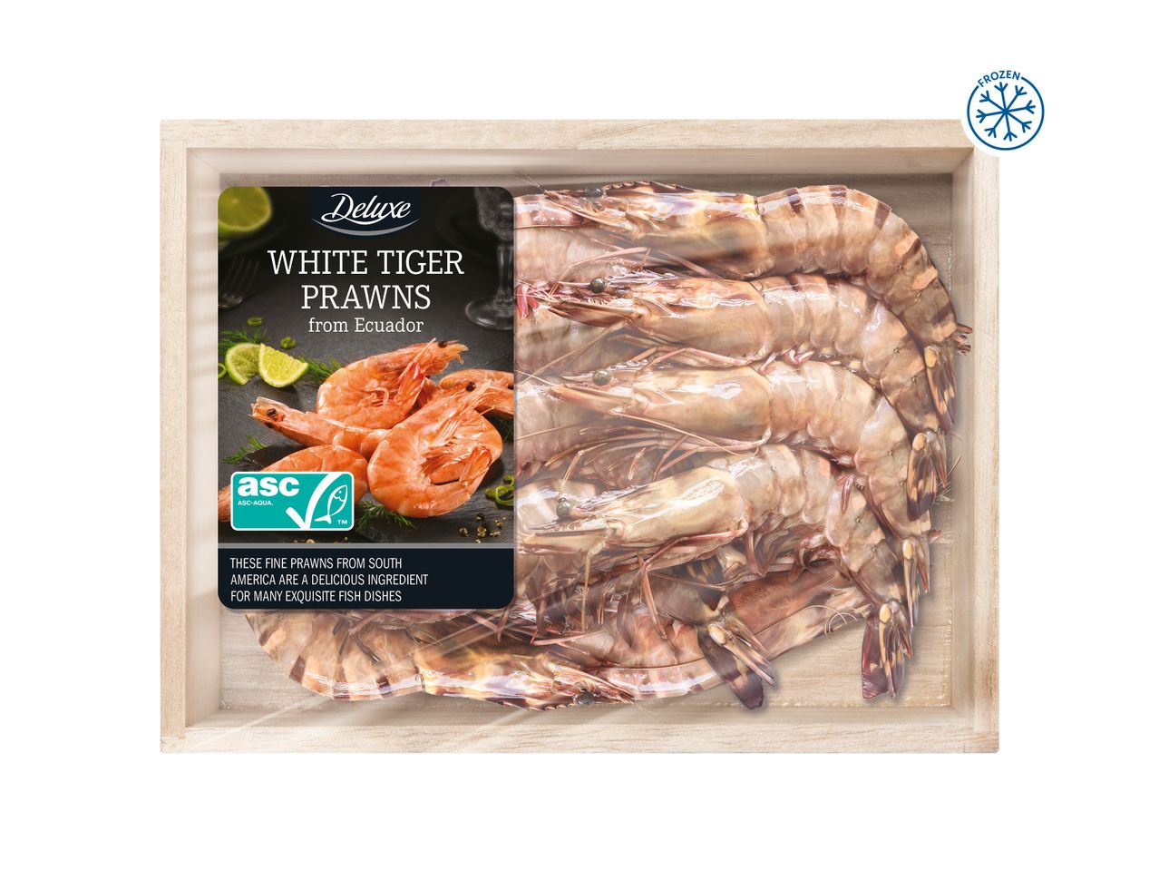 Go to full screen view: Deluxe White Tiger Prawns in Wooden Box - Image 1