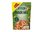 Alesto's 300g resealable snack bag features a roasted and salted nut mix of peanuts, almonds, cashews, and pistachios.