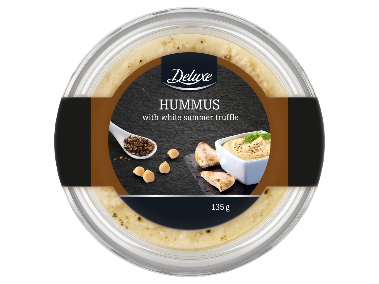 Deluxe humuss ar balto vasaras trifeles, 135 g.