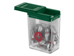Parkside® schroevendraaierbitset in een transparante doos met een groen deksel.